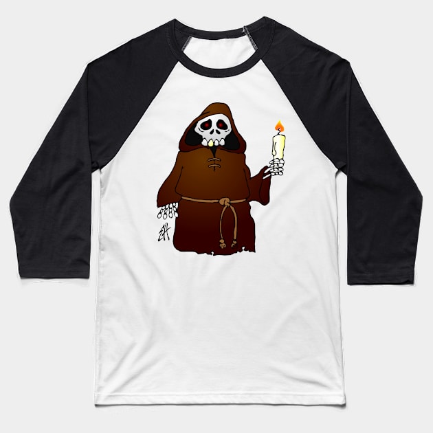 Skeleton monk Baseball T-Shirt by Cardvibes